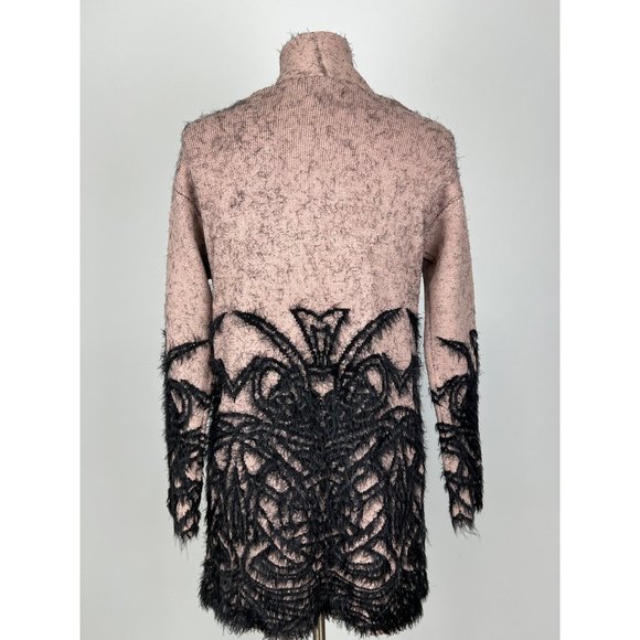 Renuar Womans Open Front Cardigan Duster Blush Black Scroll Print size Small - Picture 9 of 13